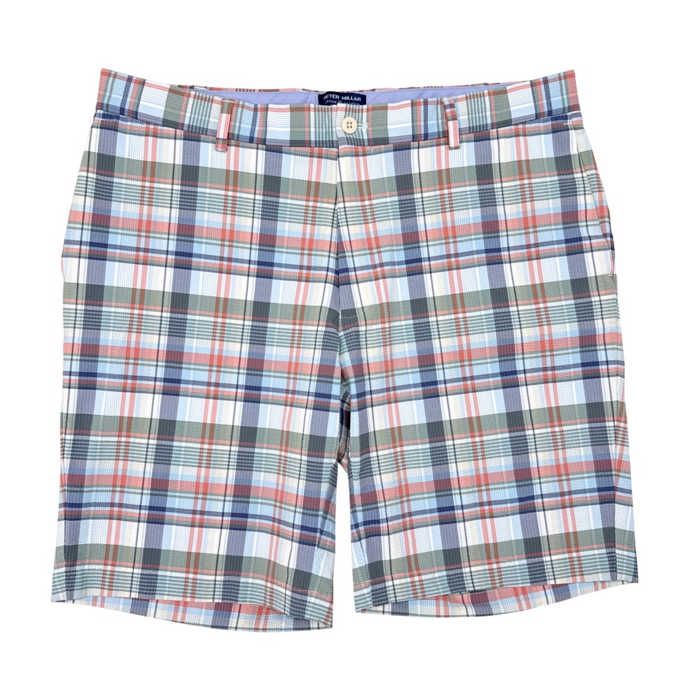 Peter Millar Crown Crafted Shorts Mens Size 36 Matlock Seersucker Madras Golf